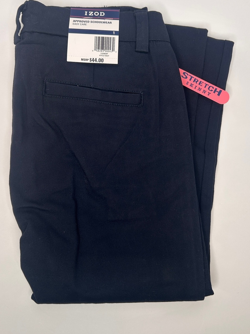 IZOD Juniors Uniform Stretch Twill Skinny Pant, Navy , 1 - Picture 7 of 14
